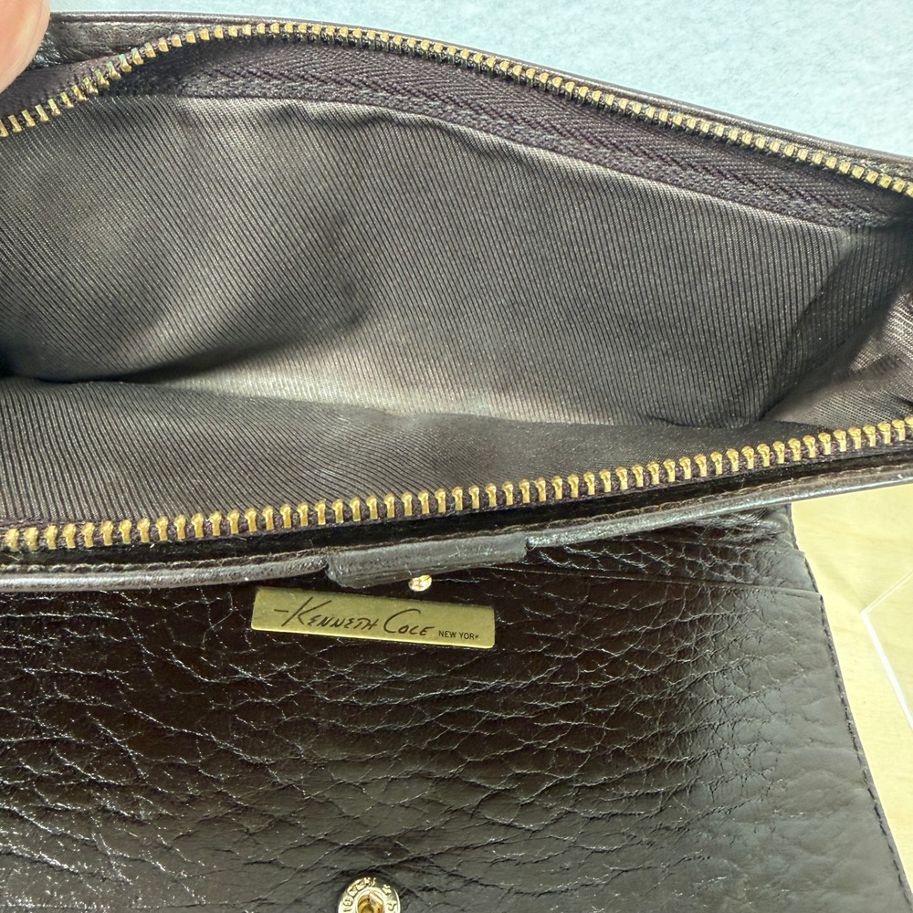 Kenneth Cole‎ New York Brown Pebbled Leather Studded Continental Wallet Clutch - Picture 5 of 5